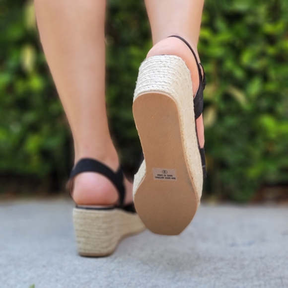 Shoes Women Ankle Strap Black Wedge Espadrille Poshmark